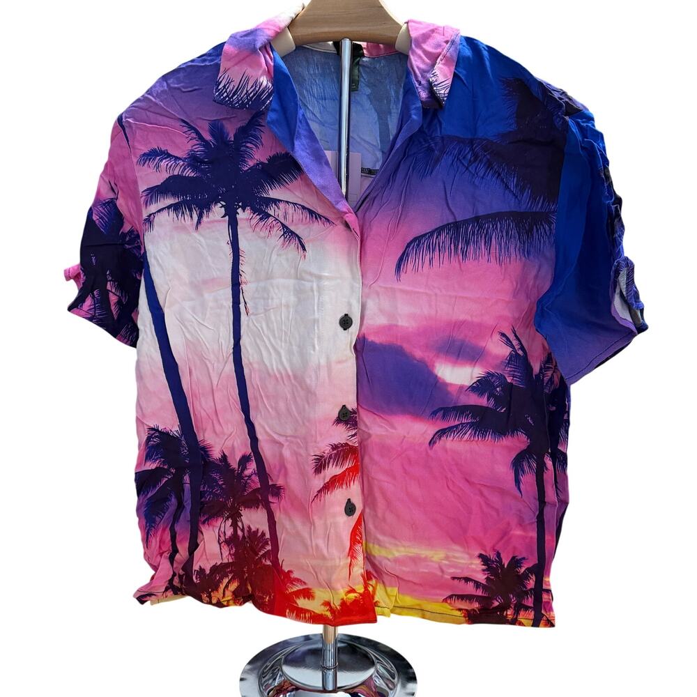 Wild Fable Women's Multicolored Sunset Palm Button-Down Shirt - Size XS - NWT